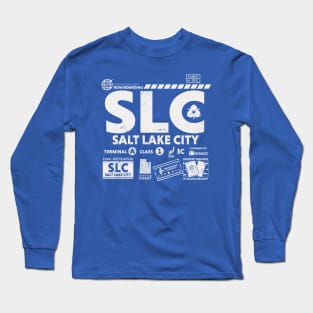 Vintage Salt Lake City SLC Airport Code Travel Day Retro Travel Tag Long Sleeve T-Shirt